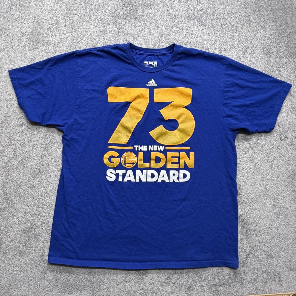 Golden State‎ Warriors Shirt Mens 2XL Blue NBA Basketball Adidas 73 Wins Tee